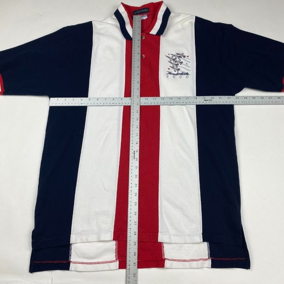 Vintage Y2K Thunderbirds Polo Shirt Men's Large Cotton Planes fighter Jets - Picture 7 of 11